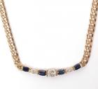 Diamond, Sapphire, 14K Yellow Gold Necklace