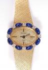 Lady's Bulova, Lapis, Diamond, 14K Yellow Gold Wrist Watch