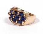 Lady's Sapphire, Diamond, 14k Yellow Gold Band Style Ring