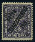 Czechoslovakia 1919, 10k violet and 10k deep violet Austrian High Values. VF-XF