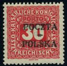 Poland 1919, 30h rose red Austrian Postage Due. VF-XF