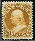 1875 Re-issue of 1861-67 issue, 30¢ brownish orange. Sup