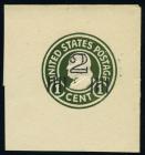 Envelope, 1920, 2¢ on 1¢ green, die 1. XF-Sup