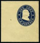 Envelope, 1860, 1¢ blue on orange, die 2 and 1¢ blue on amber, die 3. XF-Sup