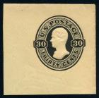U.S. Envelope, 1870, 30¢ black, 30¢ black on amber and 30¢ black on cream. XF-Sup
