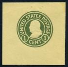 Envelope, 1916, 1¢ green, die 2 and 1¢ green on amber, die 2. XF-Sup