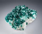 Rare and Unique Dioptase on Calcite