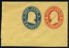 U.S. Envelope, 1860, 3¢+1¢ red & blue and 3¢+1¢ red & blue on buff. XF-Sup