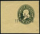 Envelope, 1925, 1½¢ on 1¢ green on manila, die 1. XF-Sup