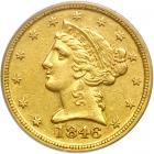 1846-D $5 Liberty. PCGS AU50