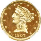 1907 $5 Liberty. NGC PF66