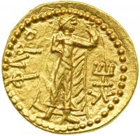 Kushan Kingdom of India. Huvishka, AD 126-164. Gold Dinar (7.94 g). EF - 2