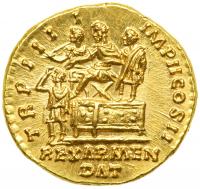 Lucius Verus, AD 161-169. Gold Aureus (7.32 g) minted at Rome, Dec. AD 163-Dec. 164. MS - 2