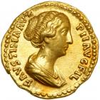Faustina Junior, wife of Marcus Aurelius, AD 161-180. Gold Aureus (7.26 g) minted by Antoninus Pius, her father, at Rome