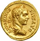 Caracalla, AD 198-217. Gold Aureus (7.16 g) minted at Rome, AD 205. EF