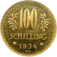 Austria. 100 Schillings, 1934. NGC MS62 - 2