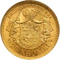 Sweden. 20 Kronor, 1887-EB. NGC MS65 - 2