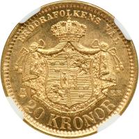 Sweden. 20 Kronor, 1884-EB. NGC MS64 - 2