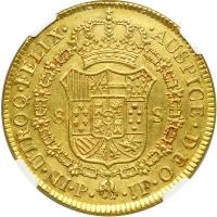 Colombia. 8 Escudos, 1792-JF (Popayan). NGC UNC - 2