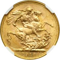 British India. Sovereign, 1918-I. NGC MS63 - 2