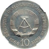 German Democratic Republic. 10 Mark, 1966. NGC UNC - 2
