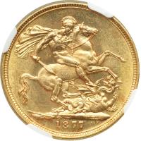 Australia. Sovereign, 1877-M. NGC MS62 - 2
