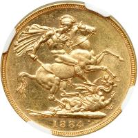 Australia. Sovereign, 1884-M. NGC MS61 - 2