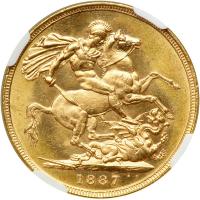 Australia. Sovereign, 1887-M. NGC MS64 - 2