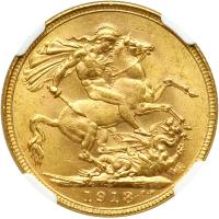 British India. Sovereign, 1918-I. NGC MS63 - 2