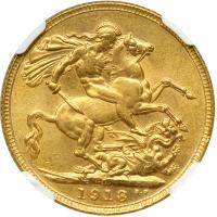 British India. Sovereign, 1918-I. NGC MS63 - 2
