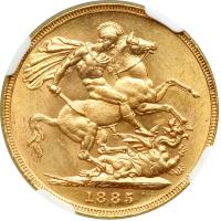 Australia. Sovereign, 1885-M. NGC MS64 - 2