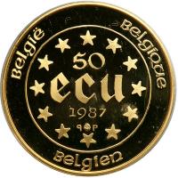 Belgium. 50 Ecu, 1987. PCGS PF68 - 2