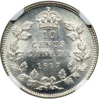Canada. 10 Cents, 1917. NGC MS64 - 2