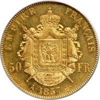France. 50 Francs, 1857-A. PCGS AU58 - 2