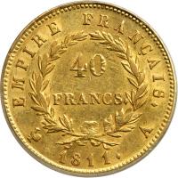 France. 40 Francs, 1811-A. PCGS AU50 - 2