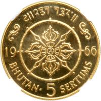Bhutan. 5 Sertums, 1966. NGC PF63 - 2