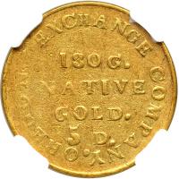 1849 Oregon Exchange Co. (Oregon) $5 Gold "Beaver". NGC AU55 - 2