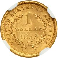 1853 $1 Gold Liberty. NGC MS63 - 2