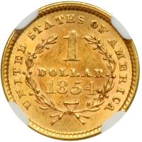 1854 $1 Gold Liberty. NGC MS62 - 2