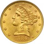 1886-S $5 Liberty. PCGS MS63