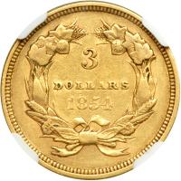 1854 $3 Gold. NGC VF - 2
