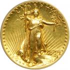 1907 $20 St. Gaudens. High relief. ICG AU50