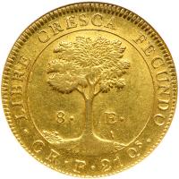 Costa Rica. 8 Escudos, 1828-CR-F. NGC AU55 - 2