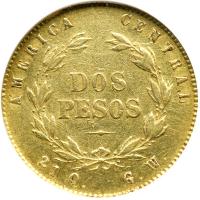 Costa Rica. 2 Pesos, 1876-GW. NGC EF45 - 2
