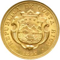 Costa Rica. 20 Colones, 1897. NGC MS63 - 2