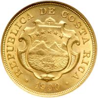 Costa Rica. 10 Colones, 1900. NGC MS64 - 2