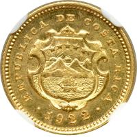 Costa Rica. 2 Colones, 1922. NGC MS65 - 2