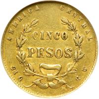 Costa Rica. 5 Pesos, 1868-GW. NGC EF45 - 2