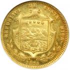 Costa Rica. 5 Pesos, 1873-GW. NGC AU55