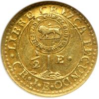 Costa Rica. &frac12; Escudo, ND. NGC AU55 - 2